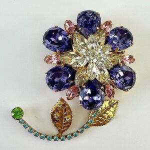 Erickson Beamon VINTAGE Rhinestone Flower Brooch